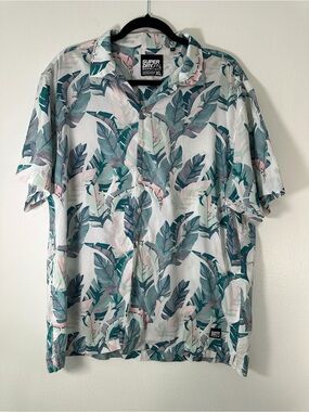 Superdry Men's Button-Up Tropical Print Shirt - White, Teal, Pink